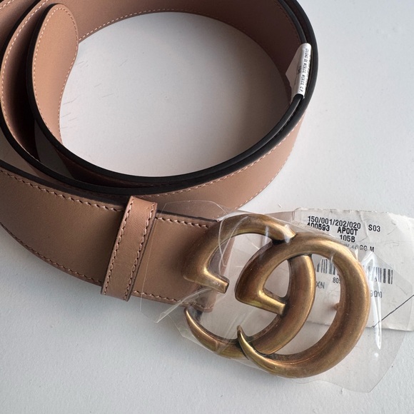 Gucci Beige Leather Belt with Brass Buckle - Picture 1 of 4